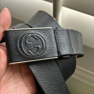 🖤Gucci Interwoven Black Leather Belt